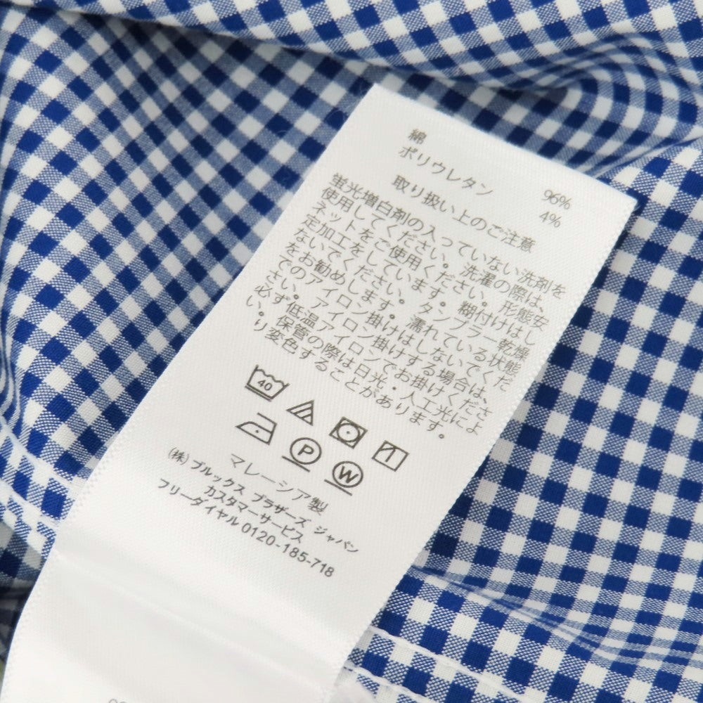 【中古】ブルックスブラザーズ Brooks Brothers コットンポリウレタン ギンガムチェック ワイドカラー ドレスシャツ ブルーxホワイト【サイズ15】【 状態ランクB 】【 メンズ 】