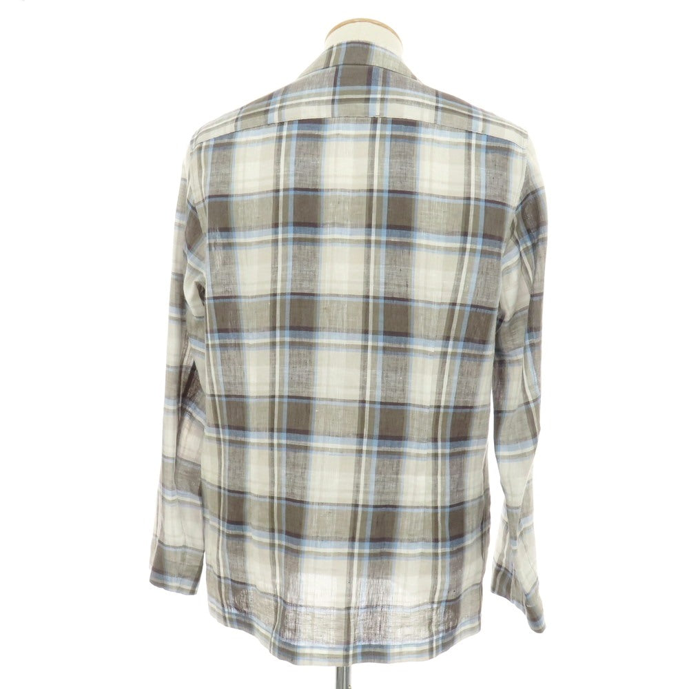 【中古】ラルディーニ LARDINI リネン チェック 2B カジュアルジャケット ホワイトxグレー系【サイズS】【 状態ランクA 】【 メンズ 】