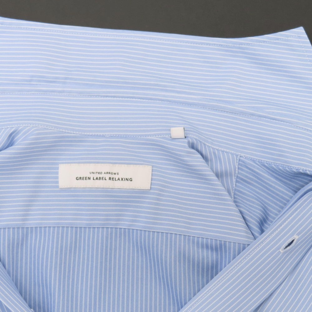 【中古】グリーンレーベルリラクシング green label relaxing ポリエステル ストライプ ホリゾンタルカラー 半袖シャツ ブルーxホワイト【サイズS】【 状態ランクB 】【 メンズ 】