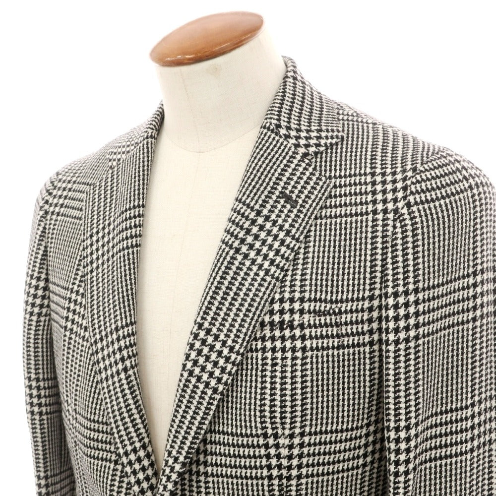 【新品】シパーリオ バイ スティレラティーノ SIPARIO by STILE LATINO ウールアルパカシルク グレンチェック 2B テーラードジャケット ブラックxホワイト【サイズ46 Drop8R】【 状態ランクN 】【 メンズ 】