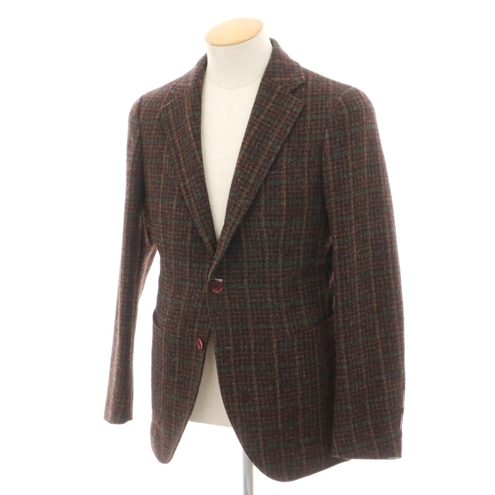 【新品】シパーリオ バイ スティレラティーノ SIPARIO by STILE LATINO ウールツイード チェック 3B テーラードジャケット ブラウンxグリーン【サイズ44 Drop8R】【 状態ランクN 】【 メンズ 】