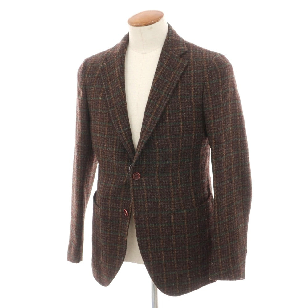 【新品】シパーリオ バイ スティレラティーノ SIPARIO by STILE LATINO ウールツイード チェック 3B テーラードジャケット ブラウンxグリーン【サイズ46 Drop8R】【 状態ランクN 】【 メンズ 】