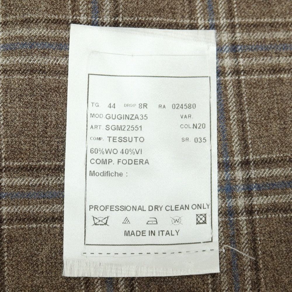 【新品】シパーリオ バイ スティレラティーノ SIPARIO by STILE LATINO ウールレーヨン チェック 3B テーラードジャケット トープxブルー【サイズ44 Drop8R】【 状態ランクN 】【 メンズ 】