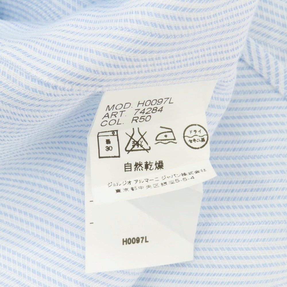【中古】アルマーニ コレッツォーニ ARMANI COLLEZIONI コットンリネン ストライプ ショートカラー ドレスシャツ ライトブルーxホワイト【サイズ41】【 状態ランクB 】【 メンズ 】