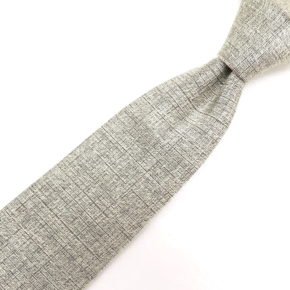 【中古】ドミニク フランス Dominique France シルク系 無地ネクタイ オフホイワイトxブラック【 状態ランクC 】【 メンズ 】