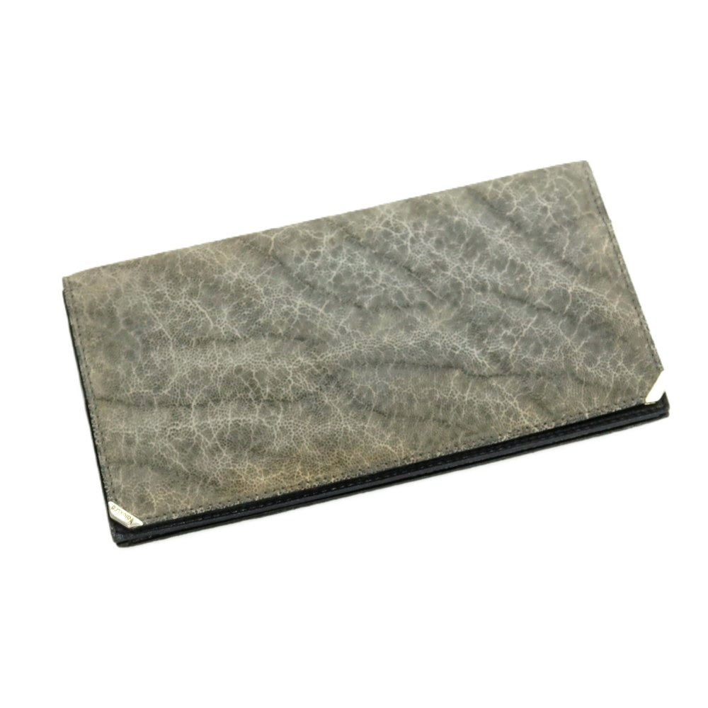 【中古】ヴァレクストラ バレクストラ Valextra エレファントレザー 長財布 グレー系【 状態ランクD 】【 メンズ 】