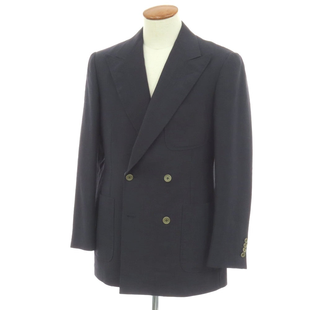 【中古】ベルベスト Belvest リネンモヘヤ ダブル4B テーラードジャケット ネイビー【サイズ46】【 状態ランクB 】【 メンズ 】