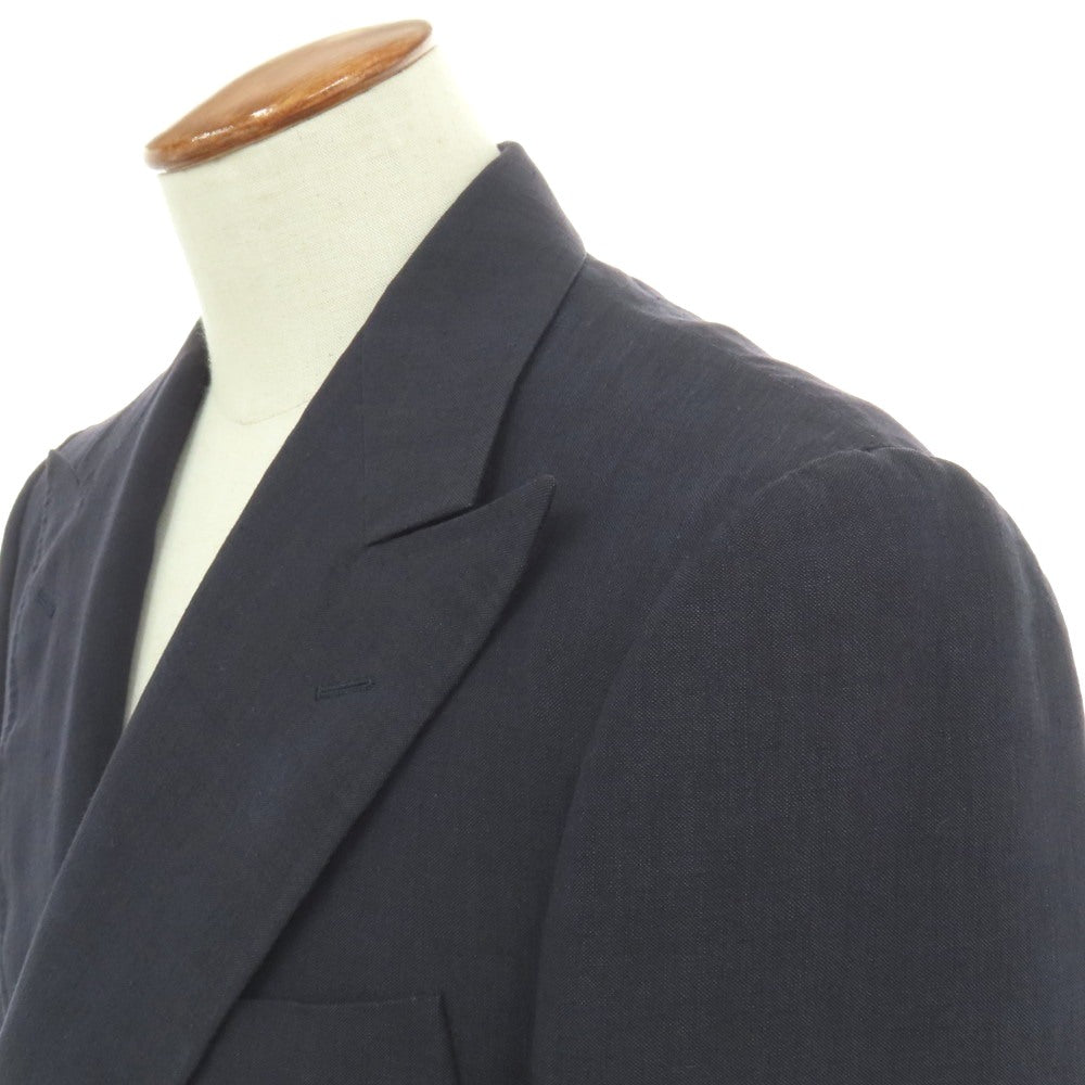 【中古】ベルベスト Belvest リネンモヘヤ ダブル4B テーラードジャケット ネイビー【サイズ46】【 状態ランクB 】【 メンズ 】