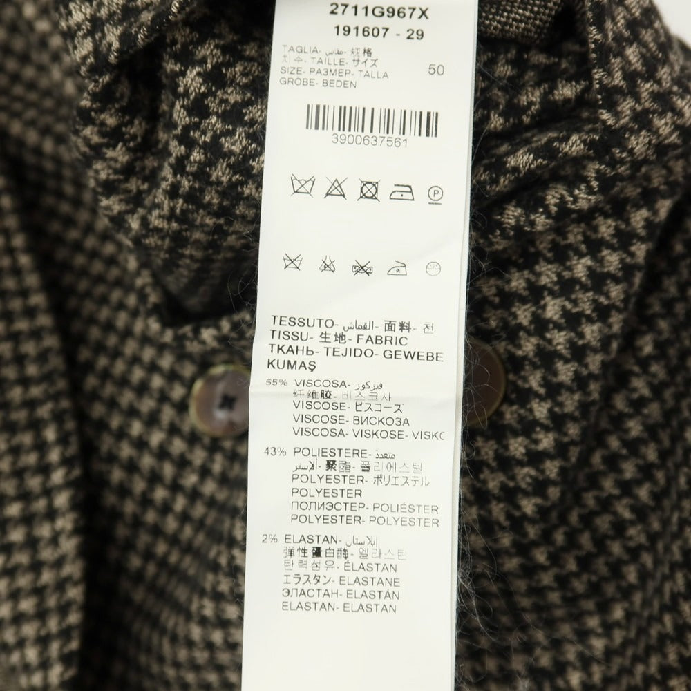 【中古】パオローニ PAOLONI レーヨンポリエステル ジャージー ハウンドトゥース ダブル6B カジュアルジャケット ブラックxベージュ【サイズ50】【 状態ランクB 】【 メンズ 】