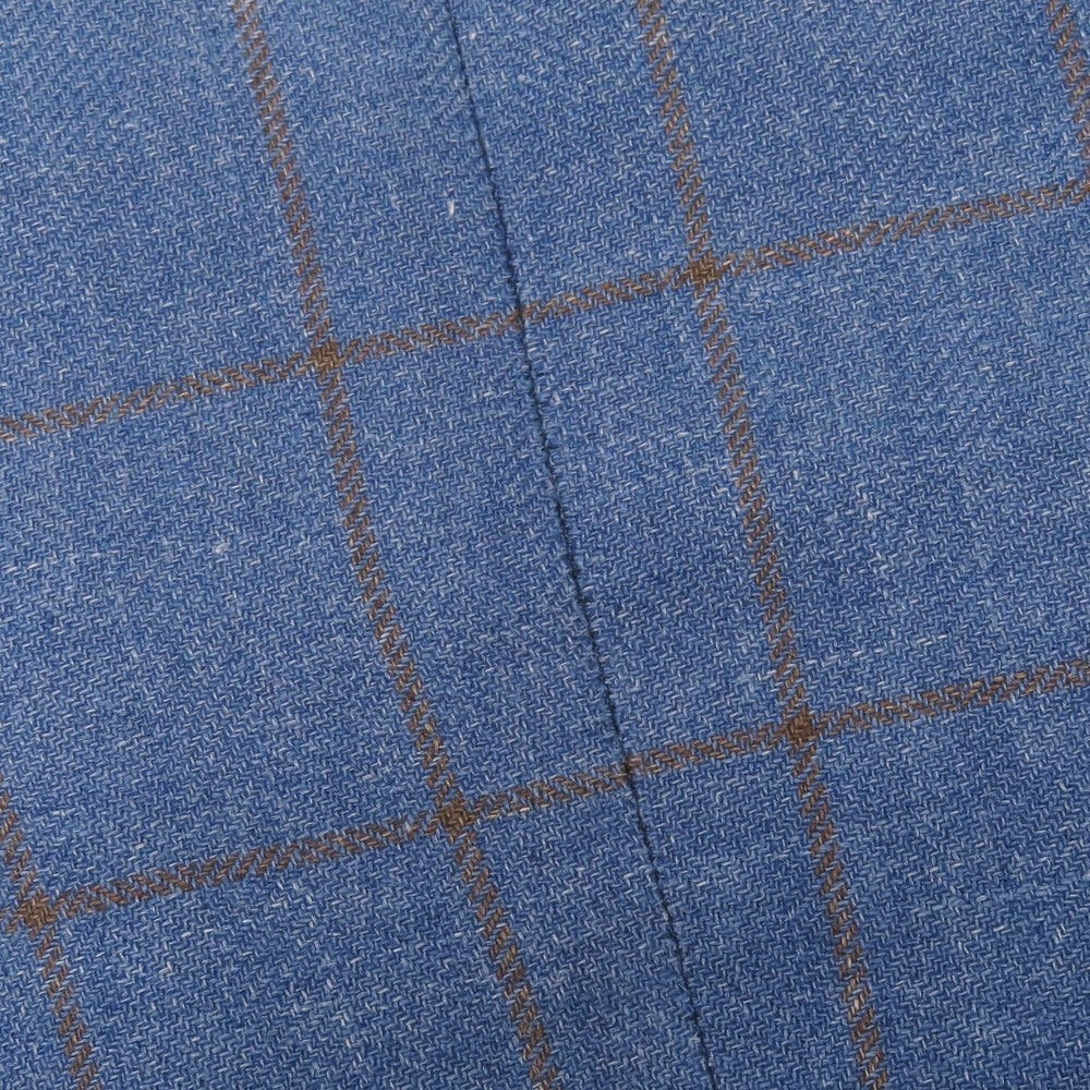 【中古】ブルックスブラザーズ Brooks Brothers リネン ウィンドウペーンチェック 2B テーラードジャケット ブルーxブラウン【サイズ38】【 状態ランクC 】【 メンズ 】