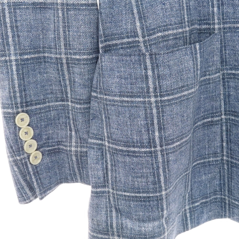 【中古】チルコロ1901 CIRCOLO 1901 コットン ジャージー チェック プリント 2B カジュアルジャケット ブルー系【サイズ44】【 状態ランクC 】【 メンズ 】