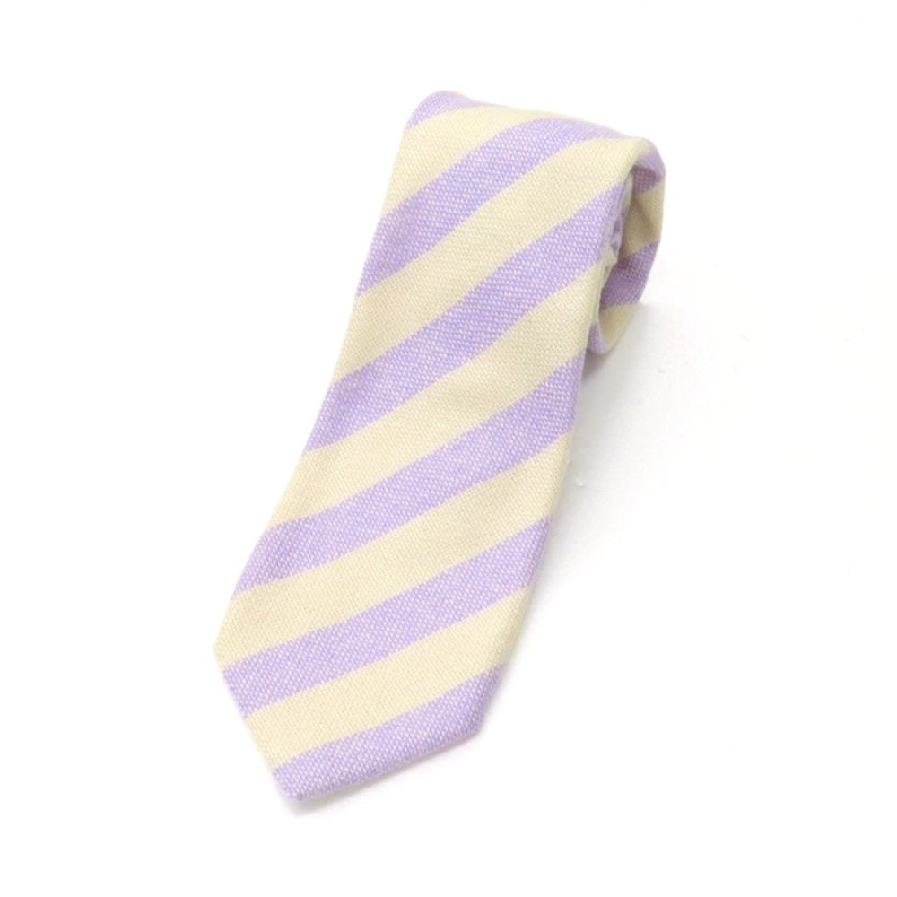 【中古】ペトロニウス PETRONIUS カシミヤ ストライプ柄ネクタイ ライトパープルxアイボリー【 状態ランクB 】【 メンズ 】