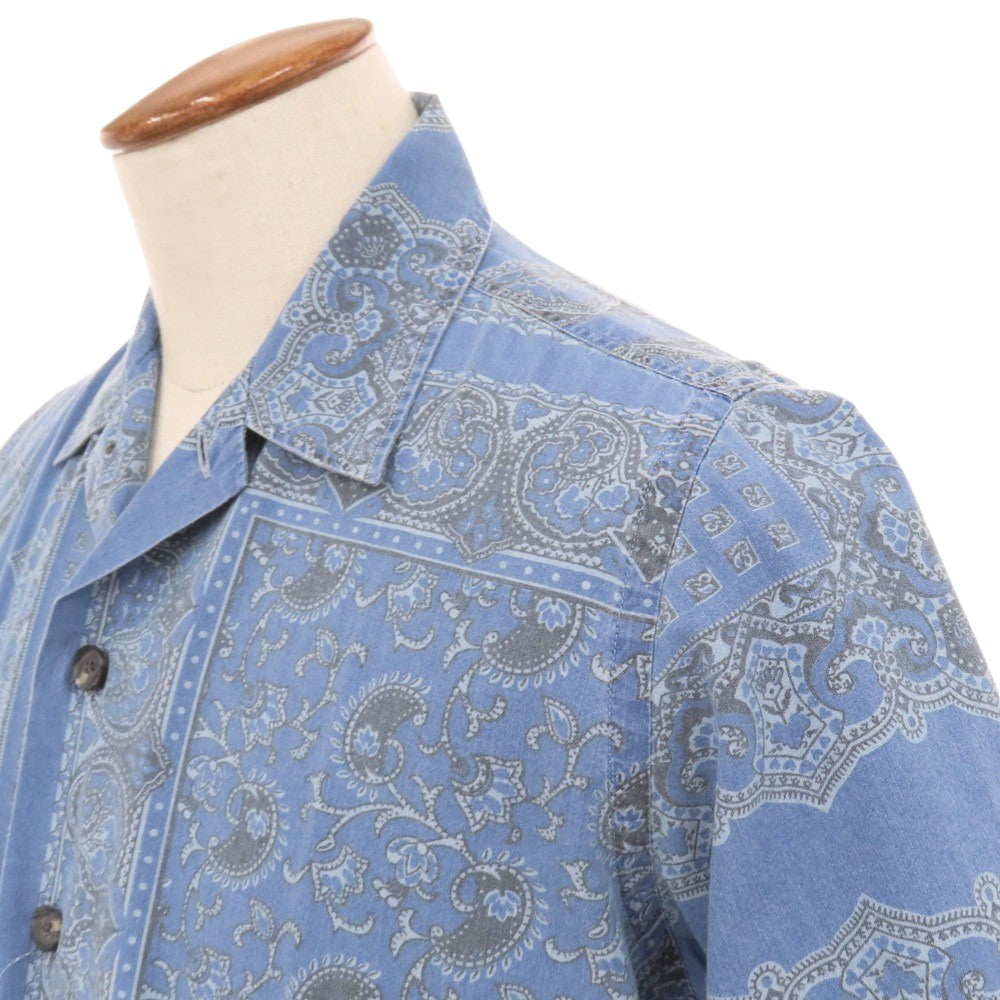 【新品】オリアン ORIAN MARMY コットン ペイズリー プリント オープンカラー 半袖シャツ ブルー【サイズM】【 状態ランクN 】【 メンズ 】