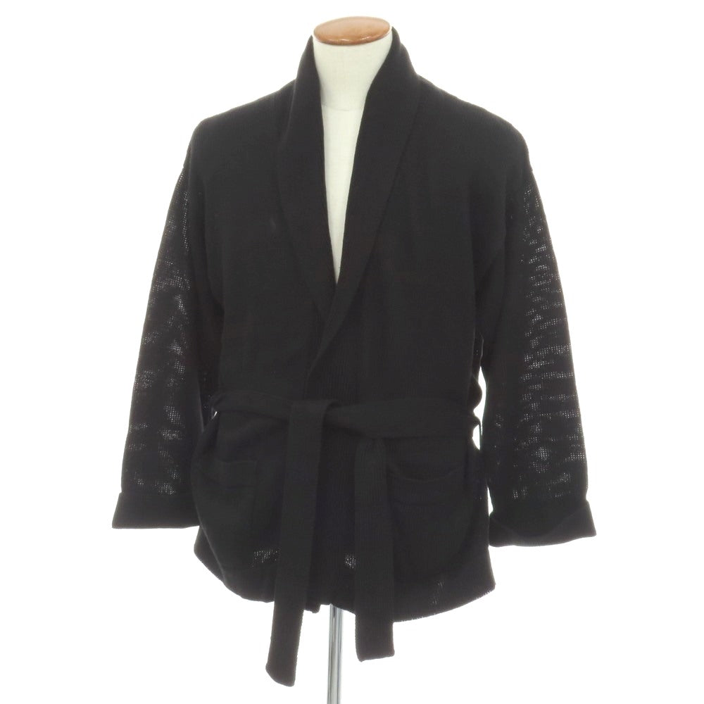 【新品】セッテフィーリ カシミア Settefili Cashmere リネンコットン ニット ショールカラー ガウンカーディガン ブラック【サイズ48/S】【 状態ランクN 】【 メンズ 】