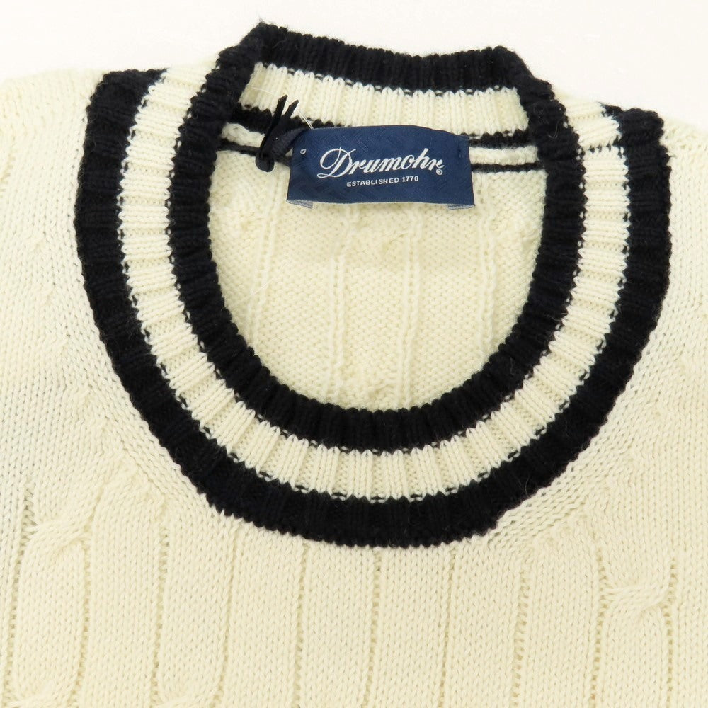 【新品アウトレット】ドルモア DRUMOHR コットンカシミヤ クルーネック プルオーバーニット アイボリーxネイビー【サイズ44】【 状態ランクN- 】【 メンズ 】