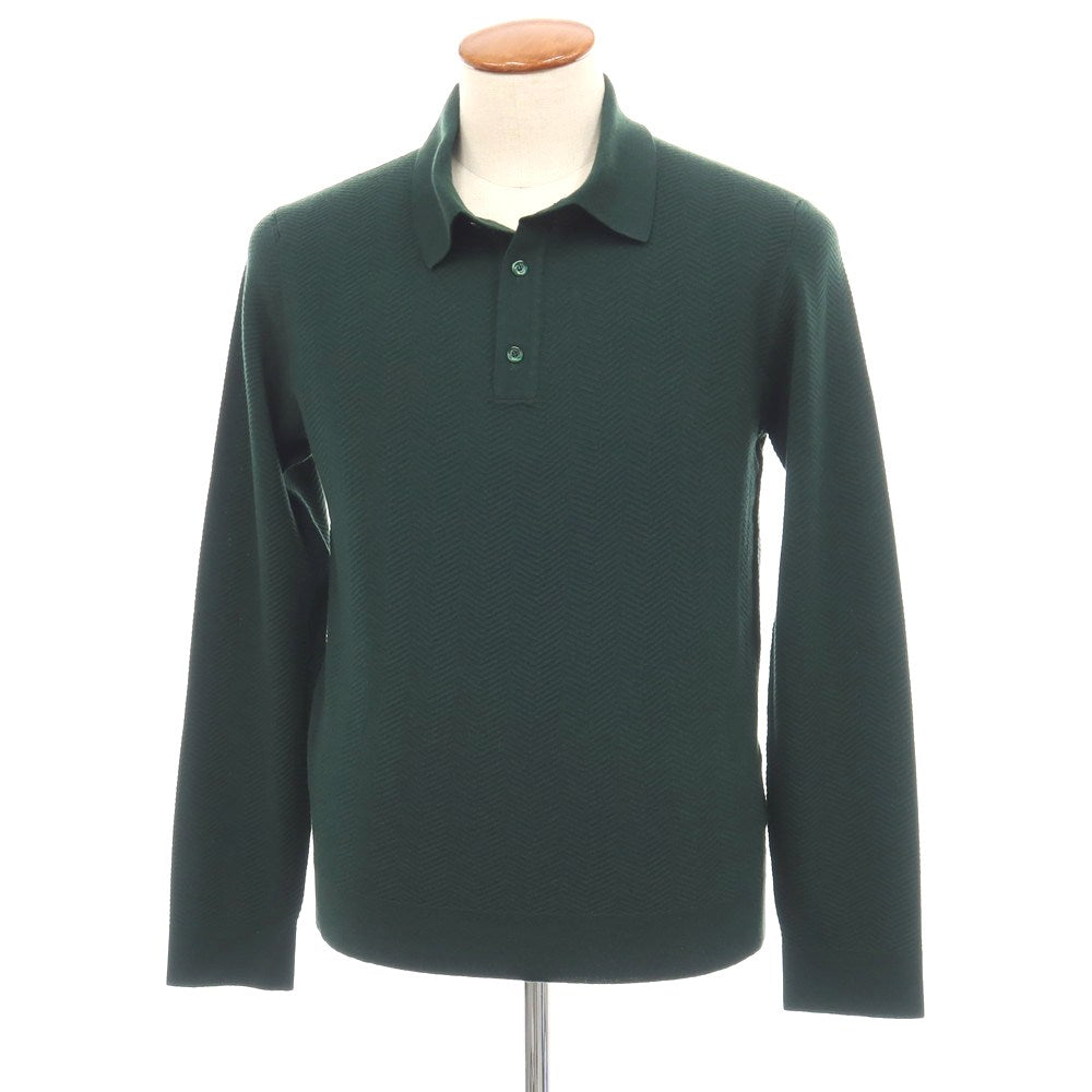 【新品アウトレット】フランカ ペルージャ Franca Perugia ウール ヘリンボーン編み ポロニット ダークグリーン【サイズ48】【 状態ランクN- 】【 メンズ 】