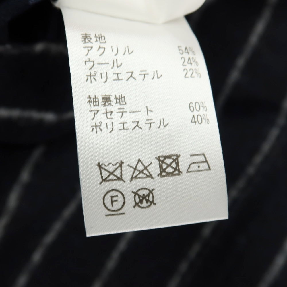 【中古】ブレラス BRERAS アクリルウールポリエステル ジャージー ストライプ 3B テーラードジャケット ダークネイビーxホワイト【サイズ48】【 状態ランクB 】【 メンズ 】