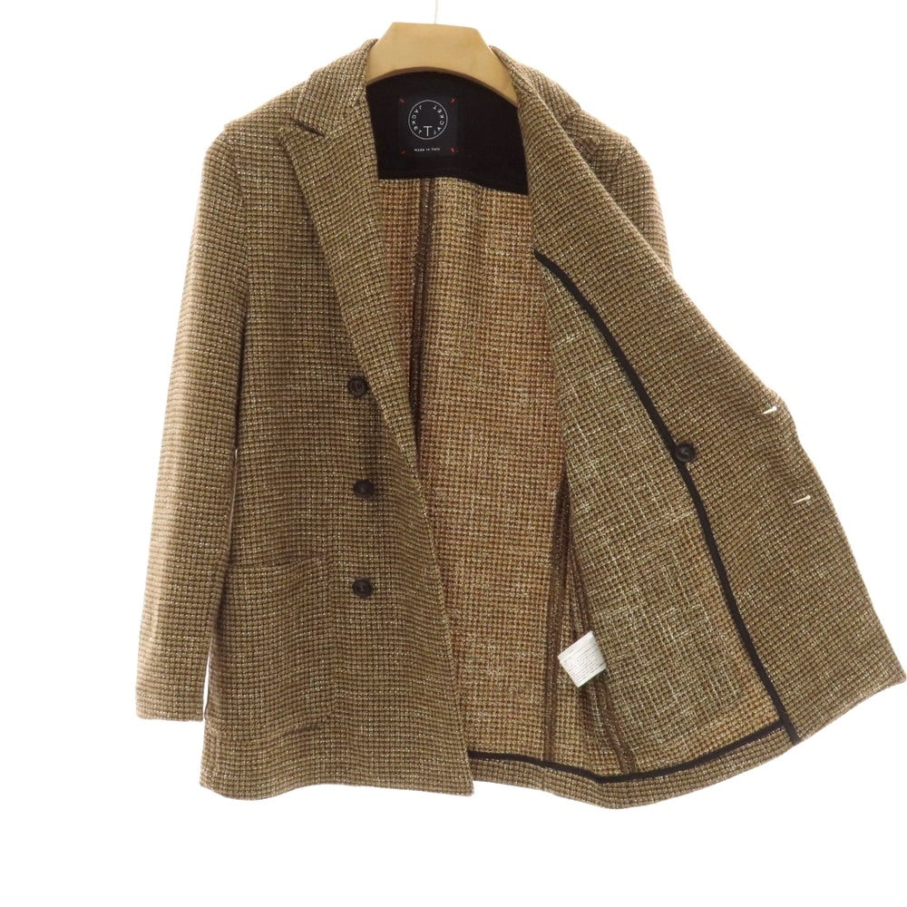 【中古】ティージャケット T-JACKET コットンウールナイロンアクリルポリエステル ダブル6B カジュアルジャケット ベージュブラウン【サイズXS】【 状態ランクB 】【 メンズ 】