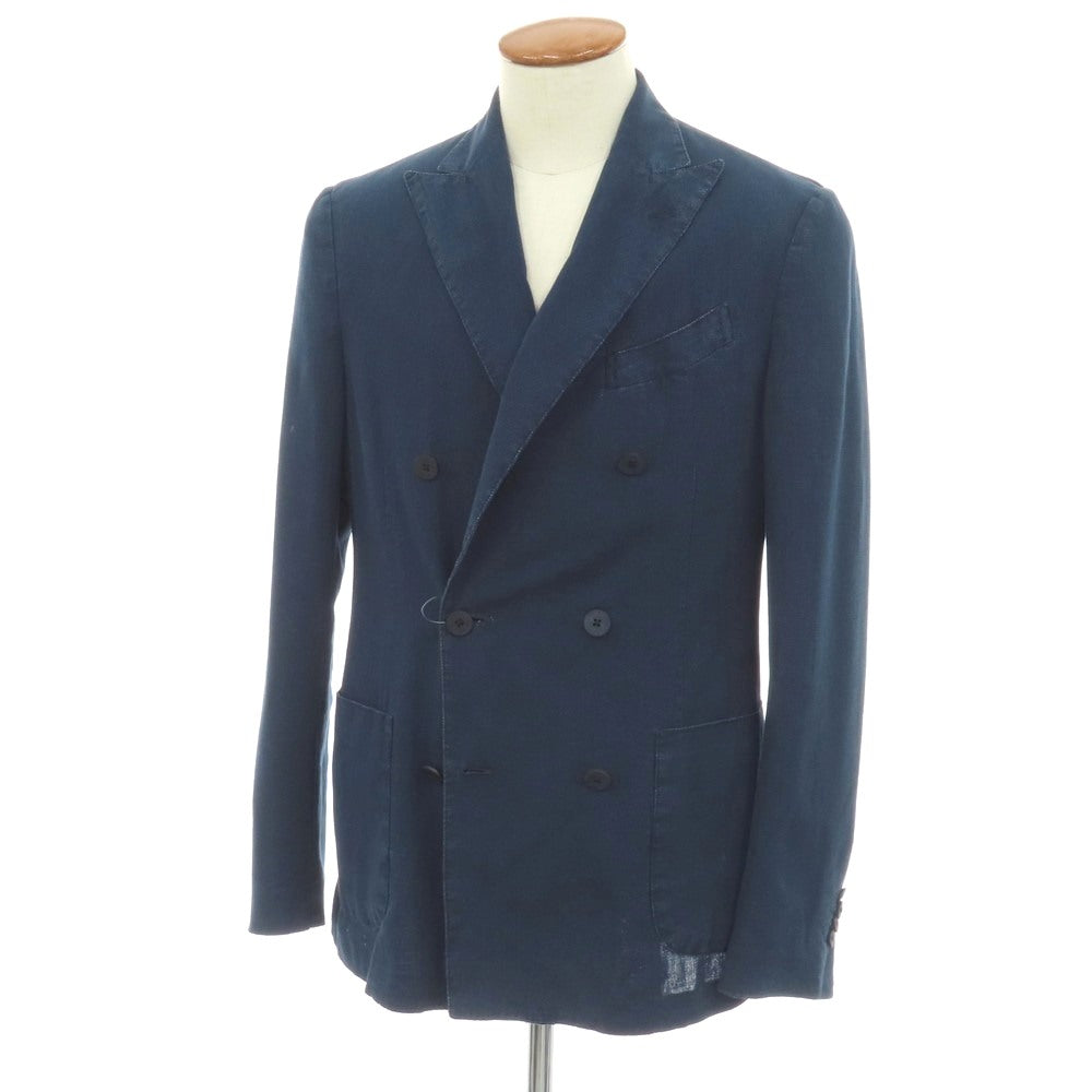 【中古】ラルディーニ LARDINI コットン 6B ダブルブレスト テーラードジャケット ネイビー【サイズ46 REG】【 状態ランクC 】【 メンズ 】
