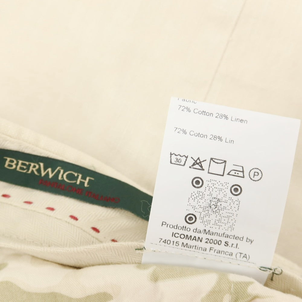 【中古】ベルウィッチ BERWICH コットンリネン カジュアルスラックスパンツ ライトベージュ【サイズ46】【 状態ランクB 】【 メンズ 】