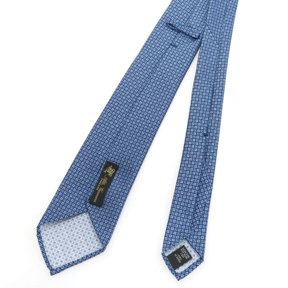 【中古】アットヴァンヌッチ Atto Vannucci シルク 小紋柄ネクタイ ネイビーxライトブルー【 状態ランクA 】【 メンズ 】