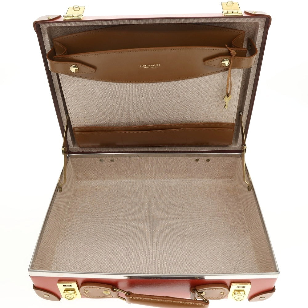 【中古】グローブトロッター GLOBE TROTTER ヴァルカンファイバー アタッシュケース レッド系【サイズ16インチ】【 状態ランクA 】【 メンズ 】