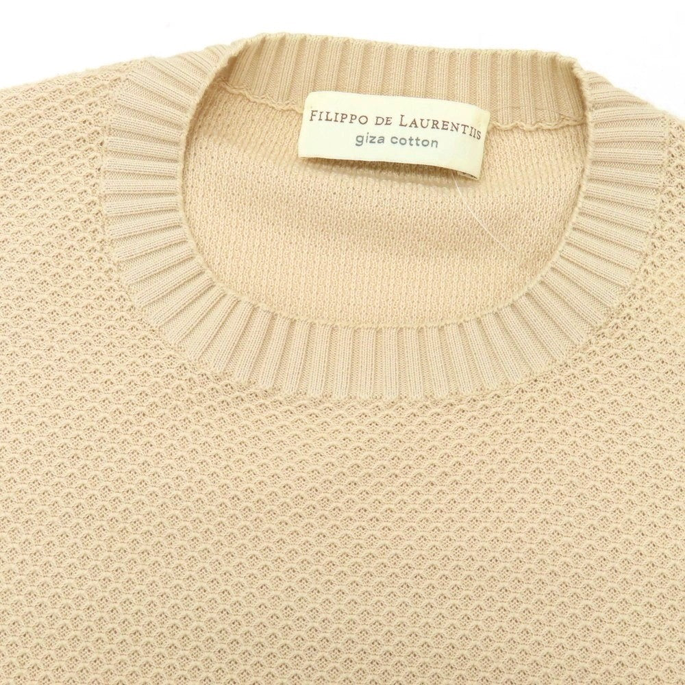 【中古】フィリッポ デ ローレンティス FILIPPO DE LAURENTIIS ギザコットン クルーネック プルオーバーニット ベージュ【サイズ48】【 状態ランクB 】【 メンズ 】