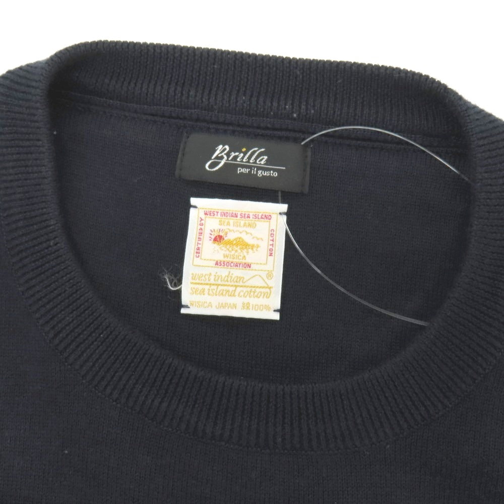 【中古】ブリッラ ペル イル グスト Brilla per il gusto シーアイランドコットン クルーネック プルオーバーニット ブラック【サイズM】【 状態ランクB 】【 メンズ 】