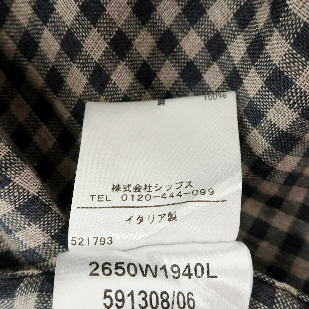 【中古】ギローバー GUY ROVER リネン チェック ボタンダウンカラー カジュアルシャツ グレージュxダークグレー【サイズM】【 状態ランクC 】【 メンズ 】
