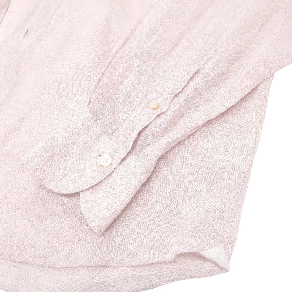 【中古】フィナモレ Finamore リネン ワンピースカラー カジュアルシャツ ライトスモークピンク【サイズM】【 状態ランクC 】【 メンズ 】