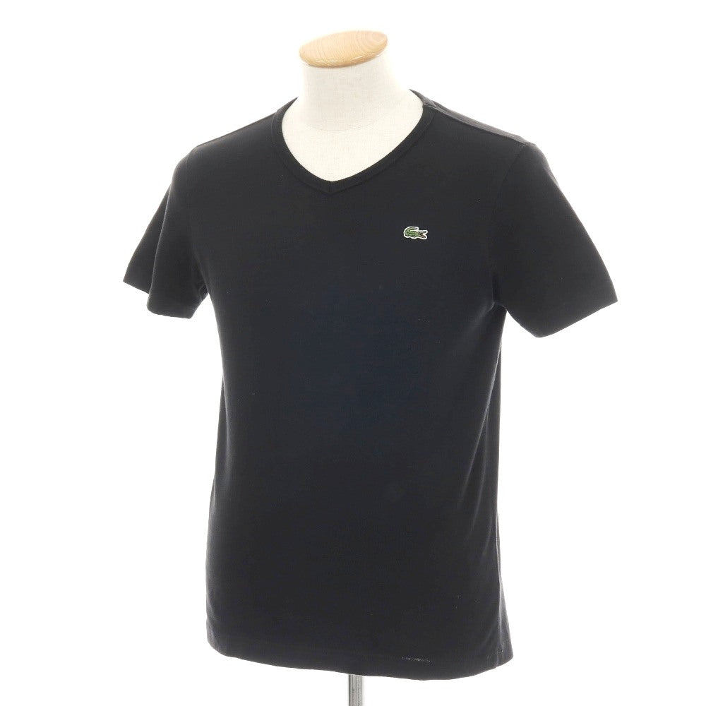 【中古】ラコステ LACOSTE コットン Vネック 半袖Tシャツ ブラック【サイズ2】【 状態ランクB 】【 メンズ 】