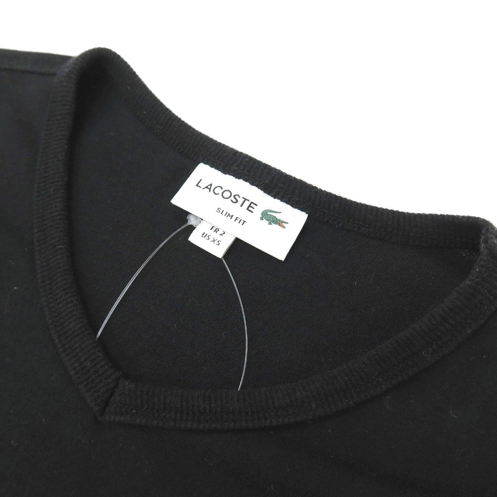 【中古】ラコステ LACOSTE コットン Vネック 半袖Tシャツ ブラック【サイズ2】【 状態ランクB 】【 メンズ 】