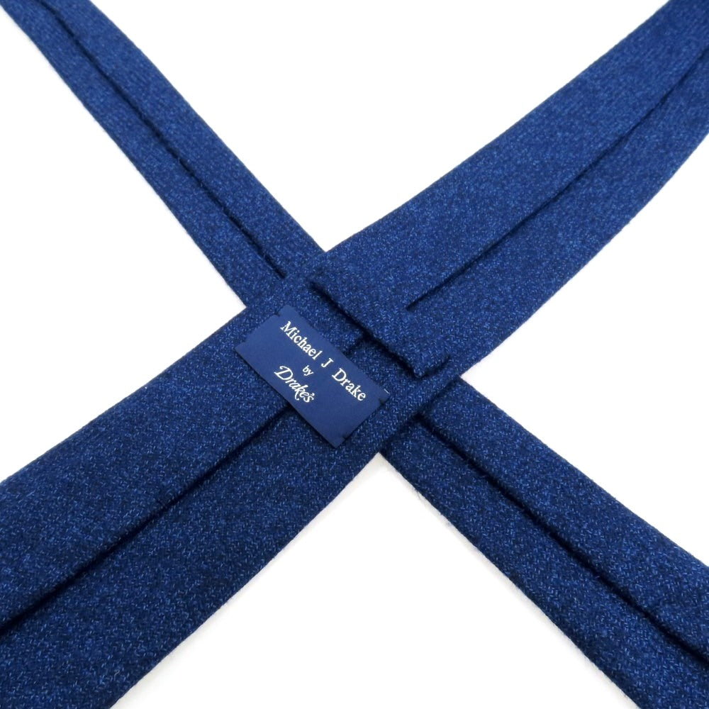 【中古】マイケル J ドレイク Michael J. Drake ウール 無地ネクタイ ネイビーxブルー【 状態ランクB 】【 メンズ 】