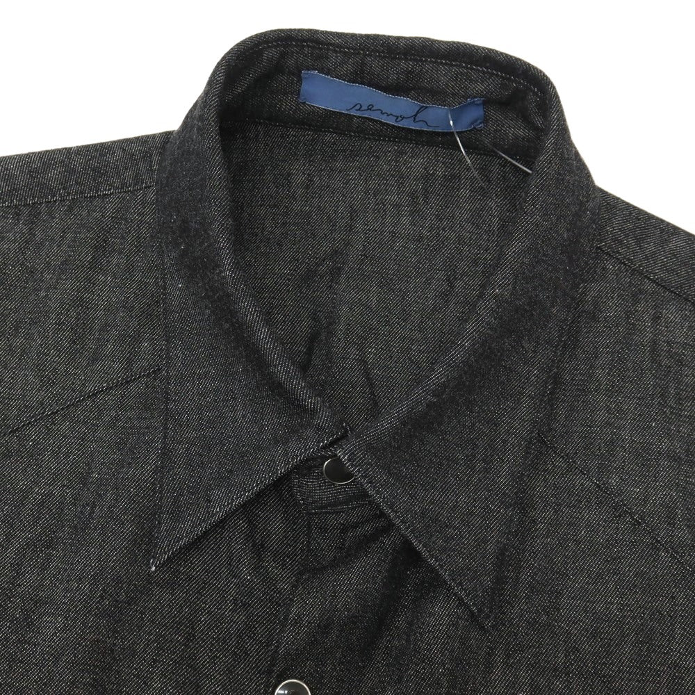 【中古】セモー semoh URBAN RESEARCH別注 コットン デニム ウエスタンシャツ ブラック【サイズ3】【 状態ランクB 】【 メンズ 】