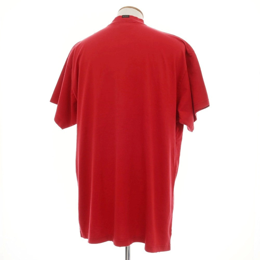 【中古】【未使用】バレンシアガ BALENCIAGA ダメージ加工 コットン モックネック 半袖Tシャツ レッド【サイズ2】【 状態ランクS 】【 メンズ 】