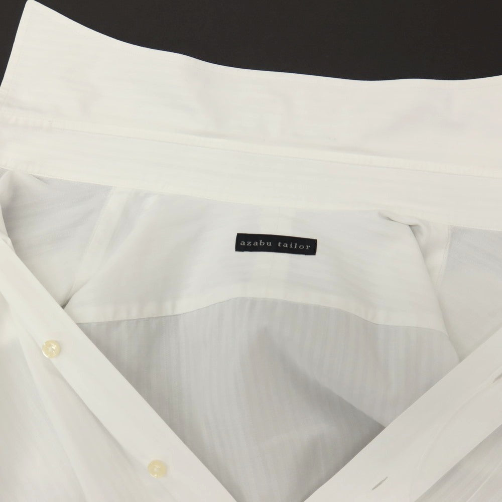 【中古】アザブテーラー azabu tailor コットン系 シャドウストライプ セミワイドカラー ドレスシャツ ホワイト【サイズ表記なし(M位)】【 状態ランクB 】【 メンズ 】