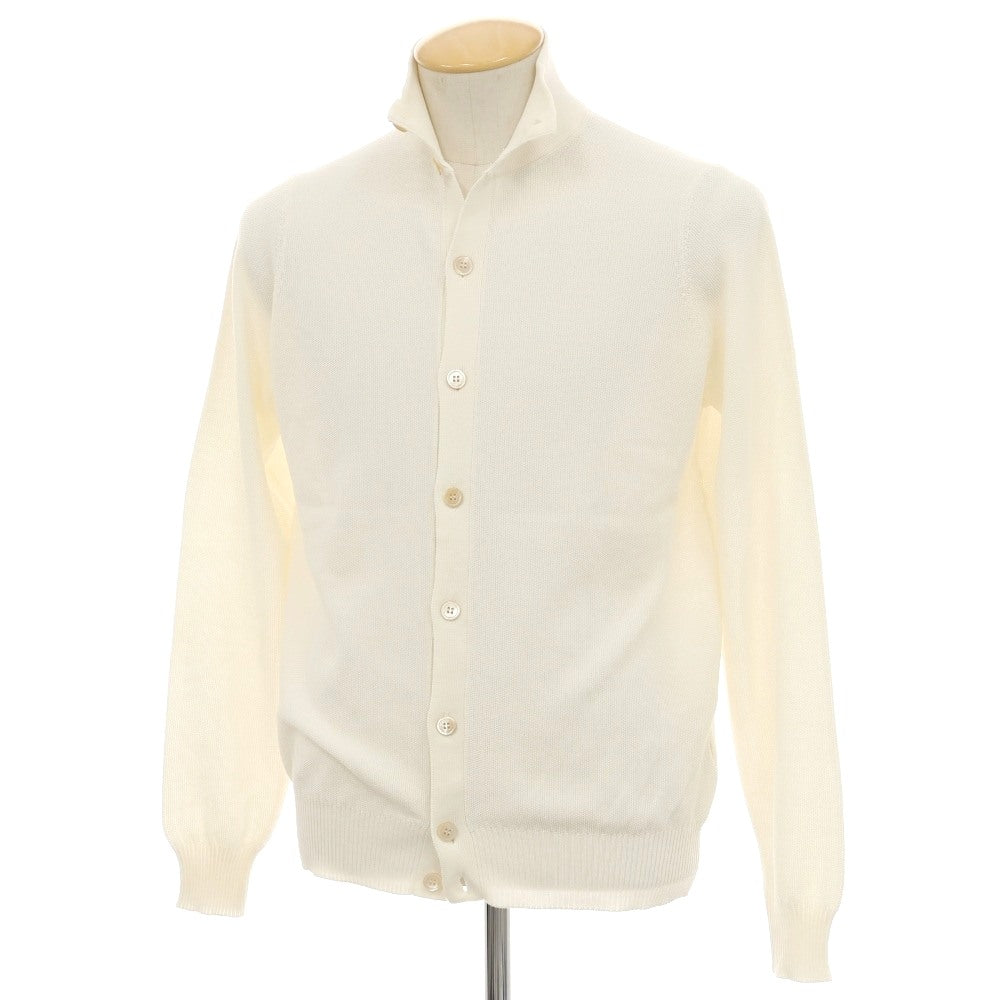 【中古】フィリッポ デ ローレンティス FILIPPO DE LAURENTIIS クレープコットン スタンドカラー ニット カーディガン アイボリー【サイズ44】【 状態ランクA 】【 メンズ 】