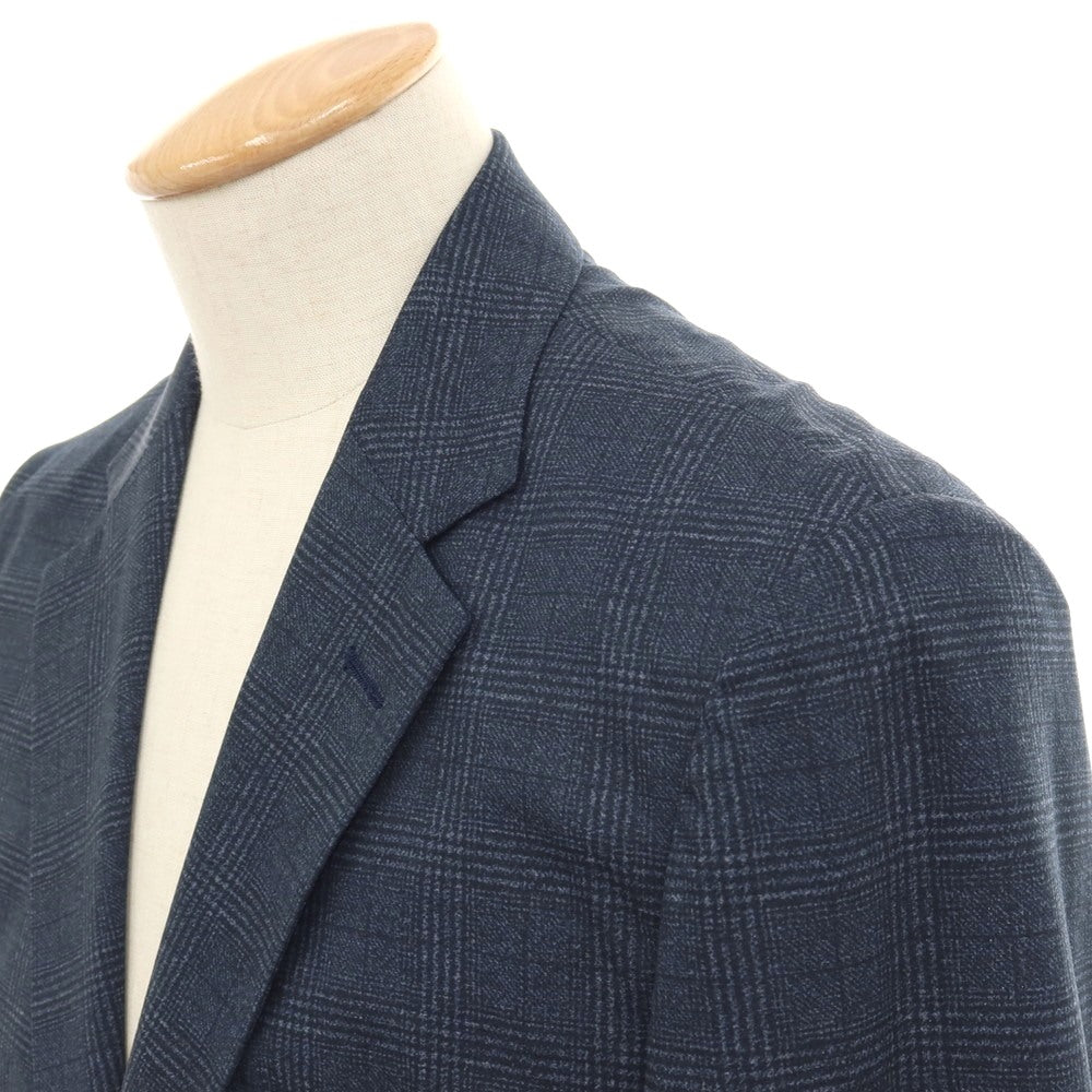 【中古】マッキントッシュフィロソフィー MACKINTOSH PHILOSOPHY ポリエステル ジャージー メッシュ チェック プリント セットアップ スモークブルー【サイズ42R/40】【 状態ランクA 】【 メンズ 】