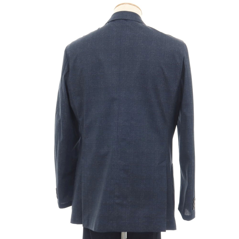 【中古】マッキントッシュフィロソフィー MACKINTOSH PHILOSOPHY ポリエステル ジャージー メッシュ チェック プリント セットアップ スモークブルー【サイズ42R/40】【 状態ランクA 】【 メンズ 】