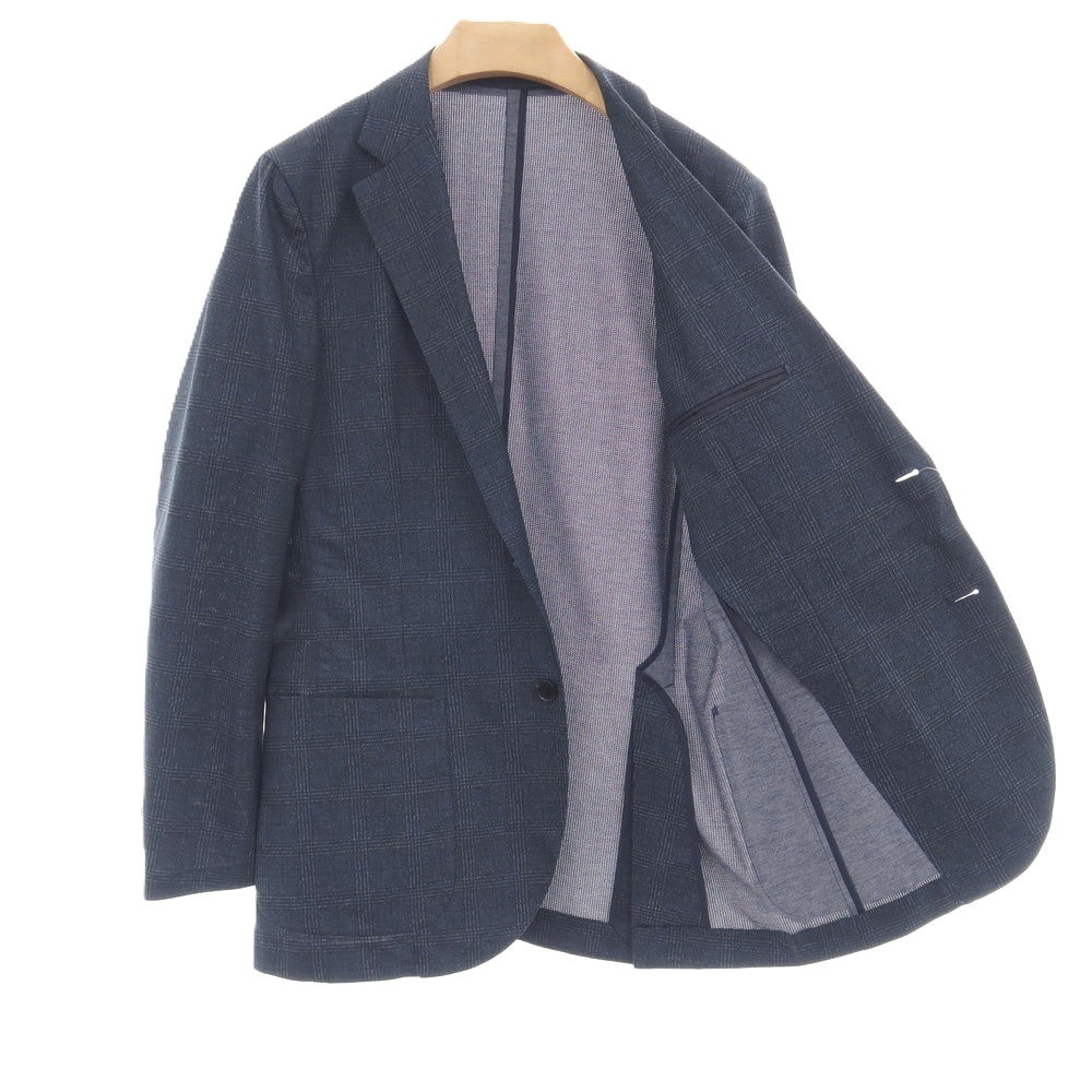 【中古】マッキントッシュフィロソフィー MACKINTOSH PHILOSOPHY ポリエステル ジャージー メッシュ チェック プリント セットアップ スモークブルー【サイズ42R/40】【 状態ランクA 】【 メンズ 】