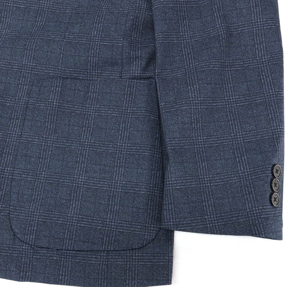 【中古】マッキントッシュフィロソフィー MACKINTOSH PHILOSOPHY ポリエステル ジャージー メッシュ チェック プリント セットアップ スモークブルー【サイズ42R/40】【 状態ランクA 】【 メンズ 】
