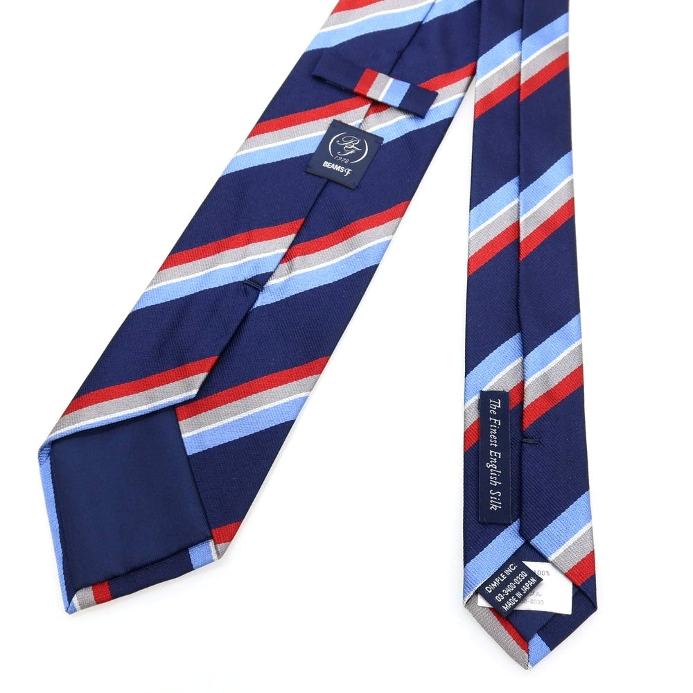 【中古】ビームスエフ BEAMS F シルク ストライプ柄ネクタイ ネイビーxレッド【 状態ランクA 】【 メンズ 】