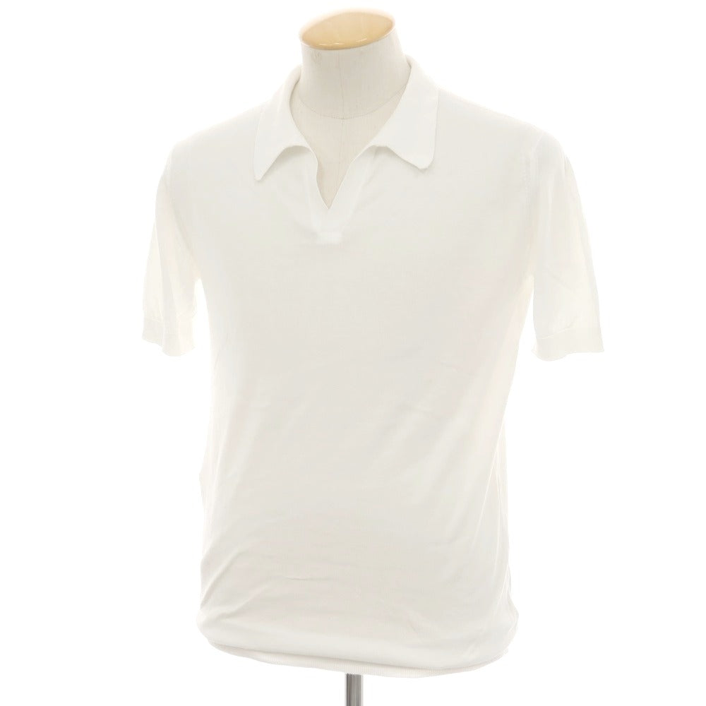【中古】ジョンスメドレー JOHN SMEDLEY シーアイランドコットン ハイゲージ スキッパー 半袖 ポロニット ホワイト【サイズS】【 状態ランクB 】【 メンズ 】