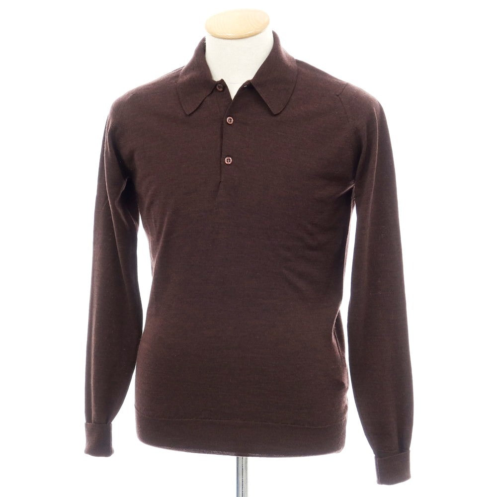 【中古】ジョンスメドレー JOHN SMEDLEY ハイゲージ ウール 長袖 ポロニット ブラウン【サイズXS】【 状態ランクA 】【 メンズ 】