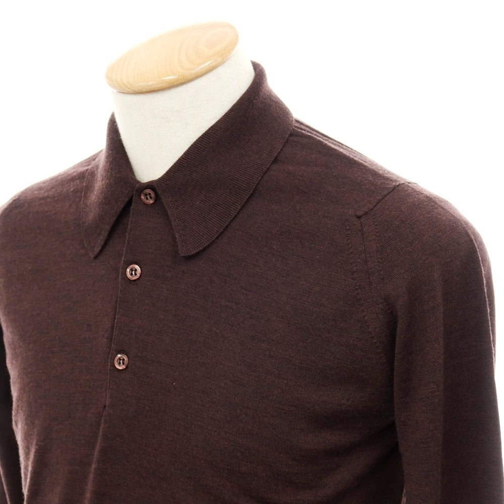【中古】ジョンスメドレー JOHN SMEDLEY ハイゲージ ウール 長袖 ポロニット ブラウン【サイズXS】【 状態ランクA 】【 メンズ 】