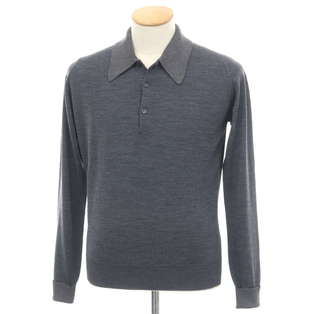 【中古】ジョンスメドレー JOHN SMEDLEY SHIPS別注 ハイゲージ ピュアウール 長袖 ポロニット グレー【サイズS】【 状態ランクA 】【 メンズ 】