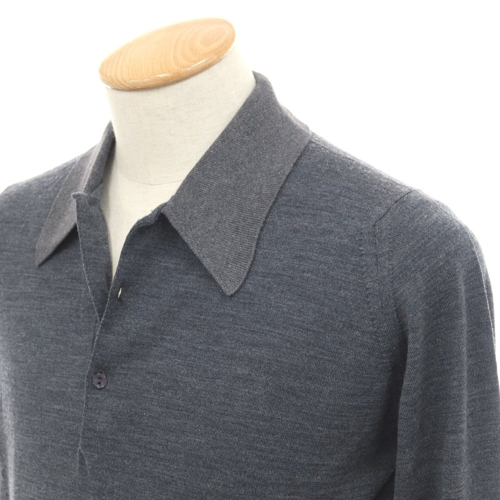 【中古】ジョンスメドレー JOHN SMEDLEY SHIPS別注 ハイゲージ ピュアウール 長袖 ポロニット グレー【サイズS】【 状態ランクA 】【 メンズ 】