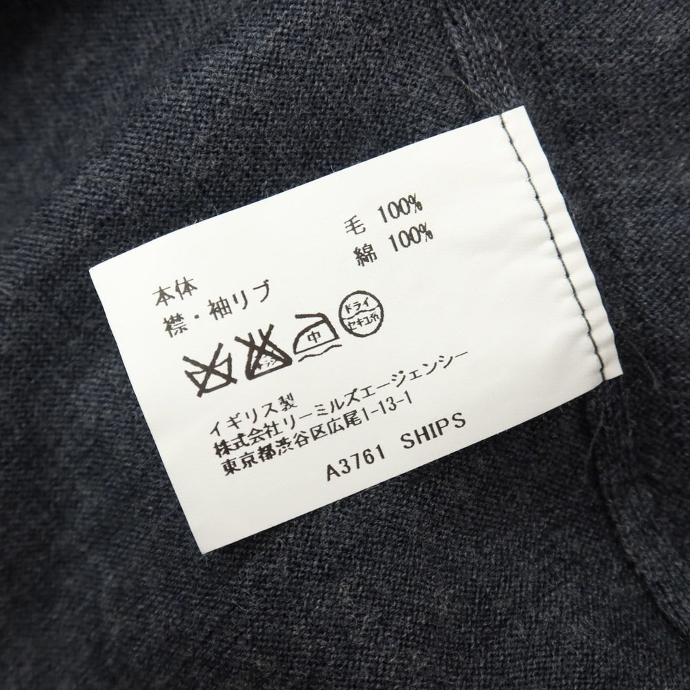 【中古】ジョンスメドレー JOHN SMEDLEY SHIPS別注 ハイゲージ ピュアウール 長袖 ポロニット グレー【サイズS】【 状態ランクA 】【 メンズ 】