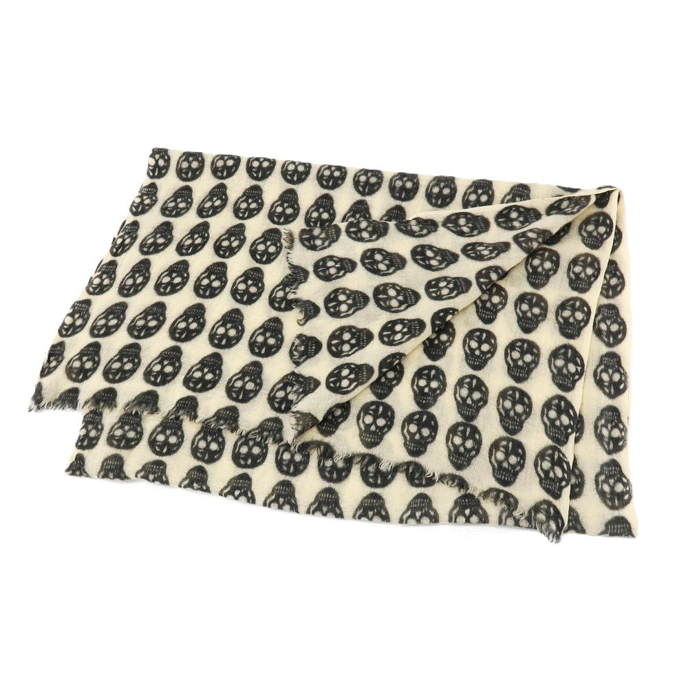 【中古】アントニオ ラベルダ ANTONIO LAVERDA ウール系 スカル柄 ストール ライトイエローベージュxブラック【 状態ランクB 】【 メンズ 】