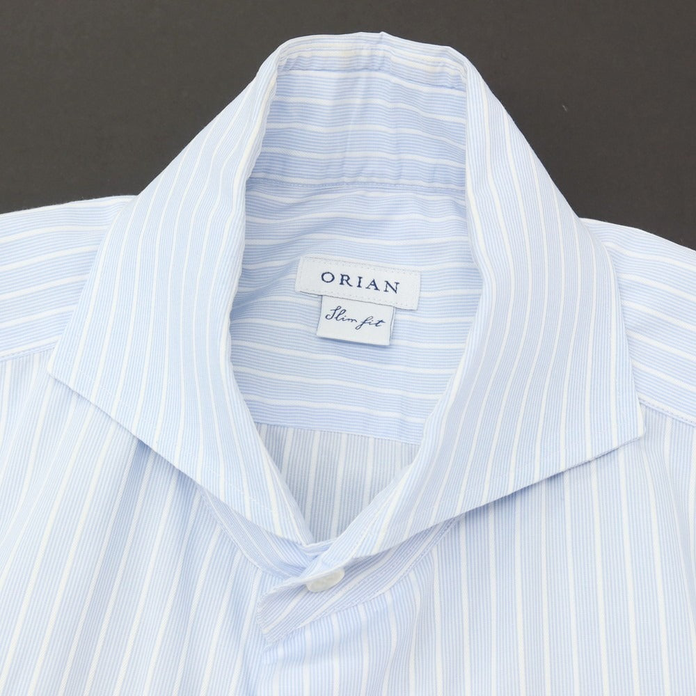 【中古】オリアン ORIAN コットン ストライプ カッタウェイ ドレスシャツ ライトブルーxホワイト【サイズ37】【 状態ランクC 】【 メンズ 】